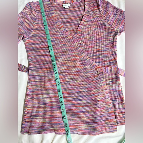 SUNDANCE  Multicolor V-Neck long sleeve wrap sweater size L - Picture 13 of 13